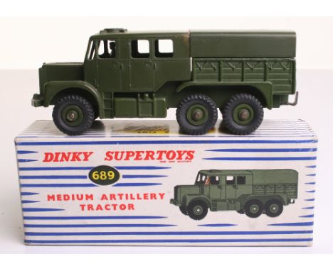 Dinky Supertoys 689 Medium Artillery Tractor, in excellent condition, model has a few marks to roof, in a near mint blue/whit