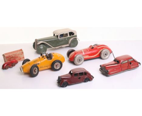 Small Quantity of Tinplate Toys,including Marx Gt.Britain Racing car, red/white body, working clockwork motor, Schuco 1070 Gr