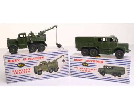 Two Dinky Supertoys Boxed Military Models, 661 Recovery Vehicle, in excellent condition, complete with a good blue/white stri