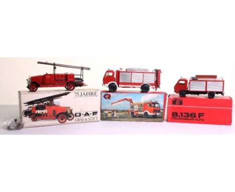 Three Conrad (W.Germany) Fire Engines, 3090 Mercedes Emergency Tender RFC-11 Container, 3191 VW Mann 8.136F Fire Truck and 10