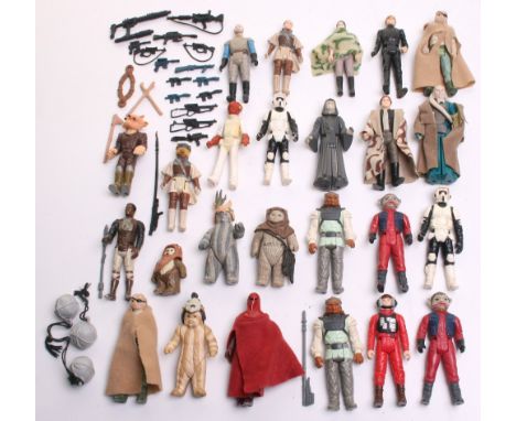 Selection of Vintage Star Wars Return of the Jedi Action Figures consisting of Han Solo with Trenchcoat, 2x Biker Scout, Admi