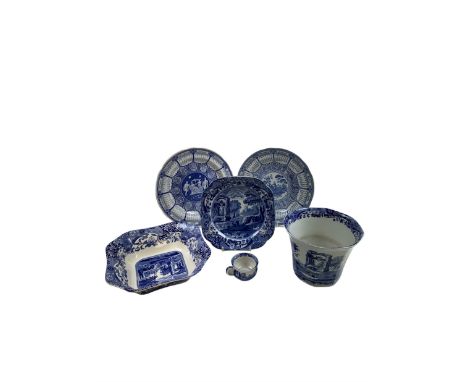 Collection of Spode ceramics, including Italian pattern planter and dish 