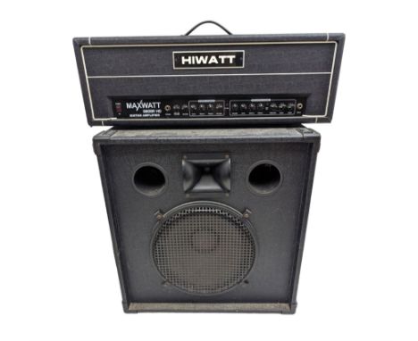 Hiwatt Maxwatt G200R HD guitar transistor amplifier, serial no 07026450, together with a large speaker, speaker H70cm, W66cm