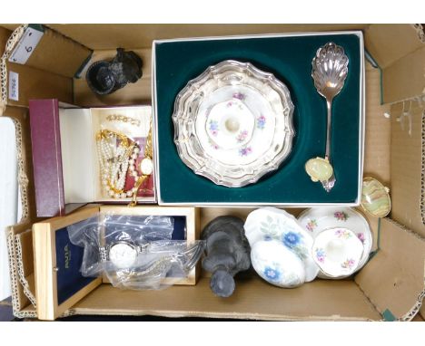 A mixed collection of items to include: seconds Aynsley floral items, boxed ladies Rotary watch &amp; similar, gents watches 