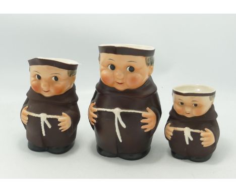 Goebel Graduated Set of Monk Theme Jugs: tallest 16cm(3) 