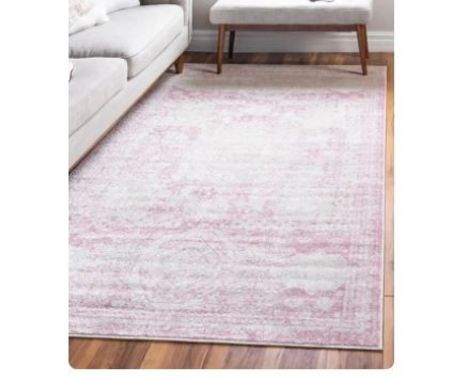 A brand new 'Unique Loom' branded rug: Bexley Collection, Light Pink, 245cm x 335cm.