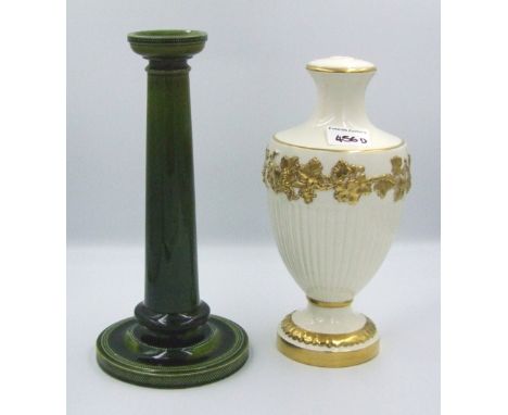Wedgwood Edme pattern lamp base: together with a Wardle pottery large candlestick holder (hairline) (2). 