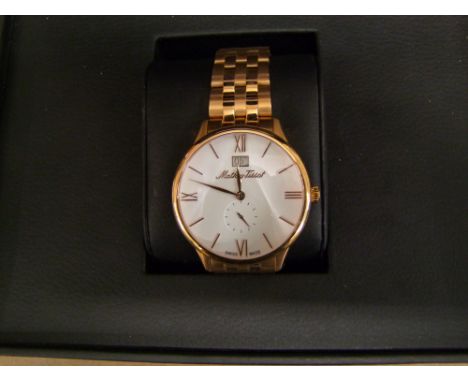 Boxed Mathey Tissot Rose Gold Mens Watch : RRP £179, links removed but present, purchased by vendor as part a collection of o