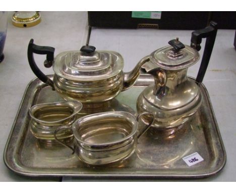 A 4 piece Sheffield silver plated tea service on tray: 