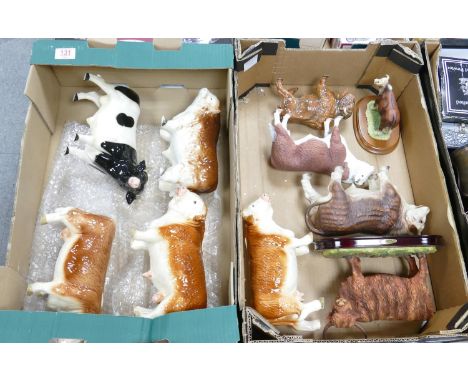 A collection of Large Scale Ceramic &amp; Resin Bulls (2 trays) 