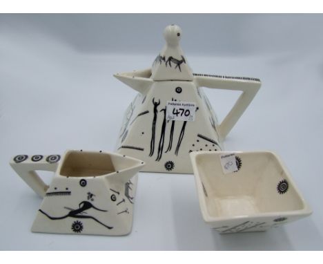 Art Deco style 3 piece tea service: 