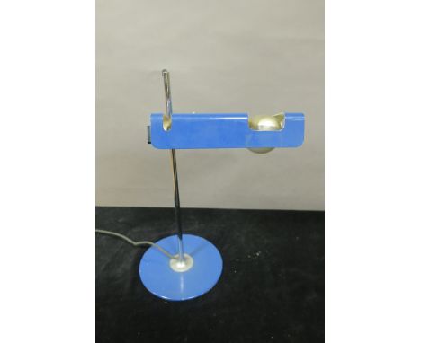 A BLUE PAINTED "SPIDER" DESK LAMP, by WILLY RIZZO, c.1967, stamped on the inside frame, the chrome tubular stand fitted with 