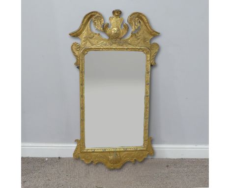 An antique Georgian style gilt painted wall Mirror, of a Chippendale design, W 107 cm x H 57 cm.