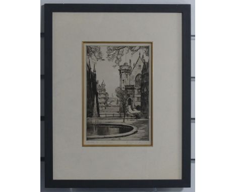 Ernest Llewellyn Hampshire (British, 1882-1944), Middle Temple, London, etching, signed in pencil, image size 22cm x 15cm, fr
