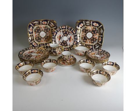 A Royal Crown Derby Imari pattern part Tea Set, 2541, comprising six Tea Cups and Saucers, six Plates, Milk Jug, Sugar Bowl, 