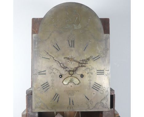 An 18th century eight day Longcase Clock, by George Penny, Wells, the arched brass dial with Roman numerals and etched minute