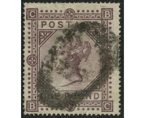 One stamp;- £1 brown-lilac used, imperfections (SG 129)