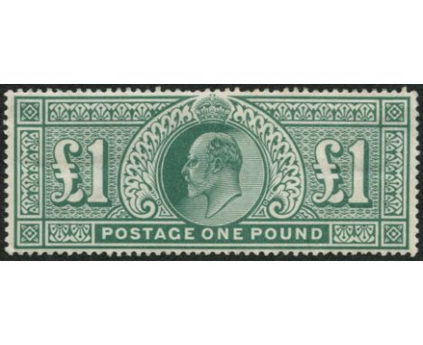 One stamp;- £1 dull blue green mint, vertical crease (SG 266)