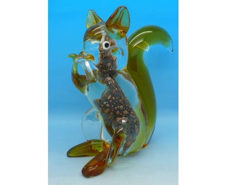 A Murano glass model of a squirrel, 18.5cm