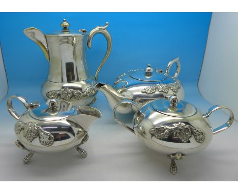 A four piece plated tea service, marked Kenson plate, EPNS A1