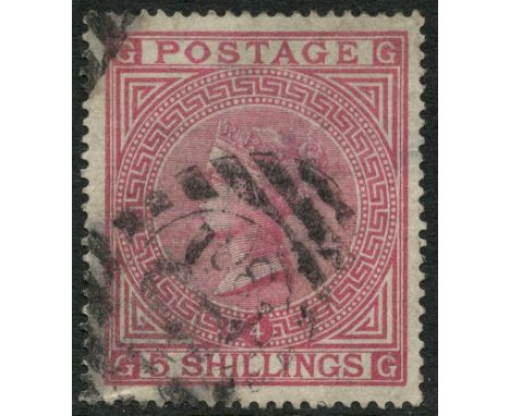 One stamp;- 5s rose plate 4 used (SG 134)