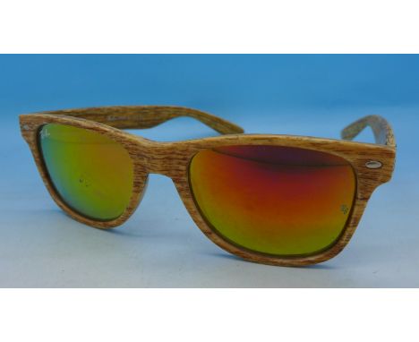 A pair of Ray-Ban Wayfarer limited edition light wood effect sunglasses