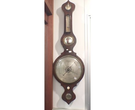 A 19TH CENTURY SILVER WHEELED TRESOLDI OF LONDON BAROMETER 104 cm 