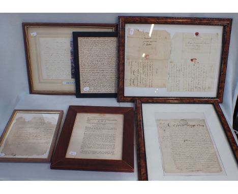 A COLLECTION OF MANUSCRIPT LETTERS including one possibly of American Civil War interest, and other items (framed)