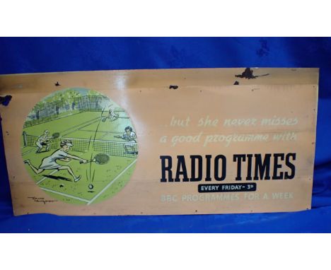 ADVERTISING: AN UNDERGROUND RAILWAY CARRIAGE POSTER INSERT '..but she never misses a good programme with RADIO TIMES', with h