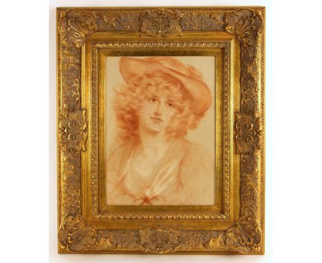 H. Christabelle Havell (British, late 19th – early 20th century),Portrait of a young lady wearing a hat,Pastel and chalk on p