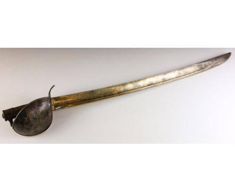 A French M1833 pattern naval boarding cutlass by Chatellerault, mid 19th century, the 64cm singled sided curved fullered blad