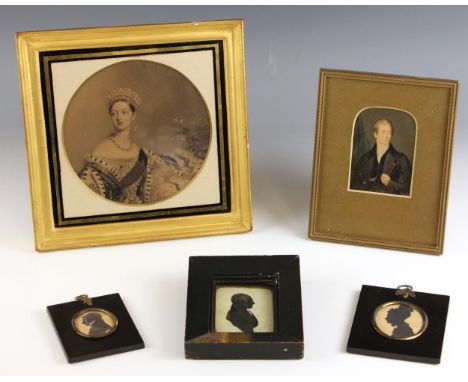 A portrait silhouette depicting the Duke Of Buckingham facing sinister, 19th century, cut paper with gilt highlights, framed 