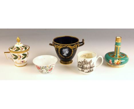 A Worcester porcelain en grisaille teacup, mid 18th century c.1760, decorated after Robert Hancock with an arcadian landscape