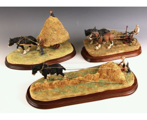 A limited edition Border Fine Arts agricultural model, ‘Clean Sweep’ by Ray Ayres, numbered 645/950, on shaped wooden stand, 
