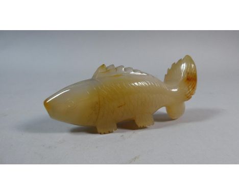 A Chinese Carved Jade Study of a Carp, 10cms Long 