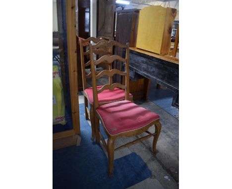 Two Mid 20th Century Ladder Back Side Chairs with Front Cabriole Legs 