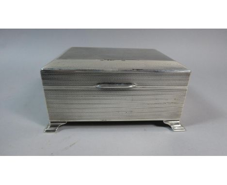 A Silver Cigarette Box with Engine Turned Decoration, Birmingham 1928, 13cm Wide 