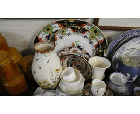 A Tray of Ceramics to Include Coalport Creamware Cups and Saucers, Decorated Vase, Verona Pattern Plates and Bowl 