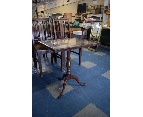An Edwardian Mahogany Snap Top Tripod Table with Tapestry Top Under Glass 