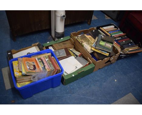 Five Boxes of Vintage Books, Sheet Music, Printed Ephemera, Vauxhall 14 Car Brochure and Other Similar Items 