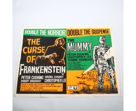 The Curse of Frankenstein / The Mummy (1950s) British Quad double bill film poster, Hammer Horror, Peter Cushing and Christop