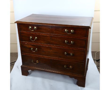 George III mahogany chest of 4 long graduated drawers, with brass drop handles and bracket feet, width 94cm, height 82cm, dep