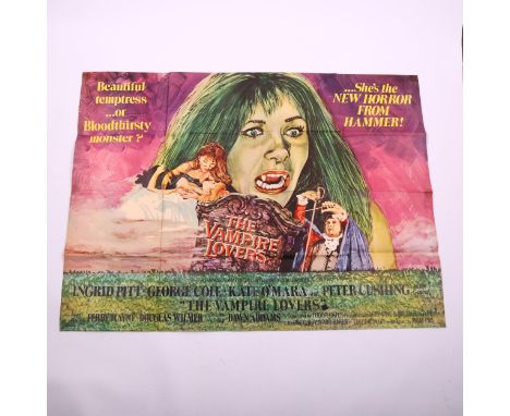 The Vampire Lovers (1970) British Quad film poster, starring Ingrid Pitt &amp; Peter Cushing, Hammer Horror production, 30 x 