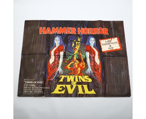 Twins of Evil (1971) British Quad film poster, Hammer Horror starring Peter Cushing, 30 x 40" 