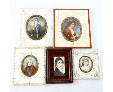 A group of miniature portrait prints (4) 