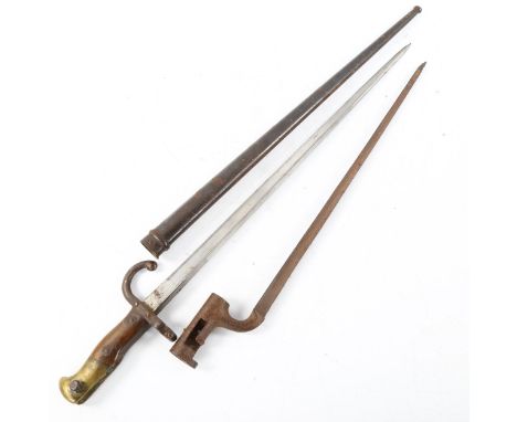 A 19th century sword bayonet, blade length 52cm, original metal scabbard, and another bayonet (2) 