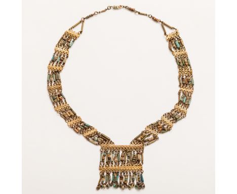 Necklace; Egypt, Late Antique, 664-332 BC.Faience.Measurements: 23.5 x 12 cm (diameter, necklace).Necklace made with tubular 