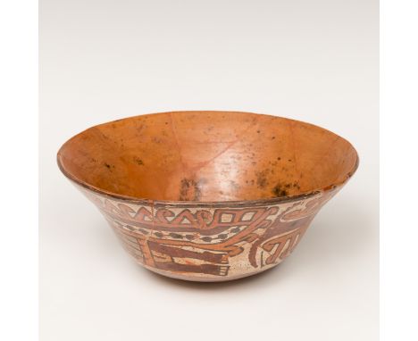 Large bowl; Nazca culture, Peru, 200-600 BC.Polychrome ceramic.It has restorations on fracture lines and later additions.Meas