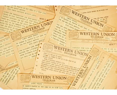 A group of 10 telegrams regarding Dennis Hopper's work with Vogue and photos he took of his and first wife Brooke Hawyward's 