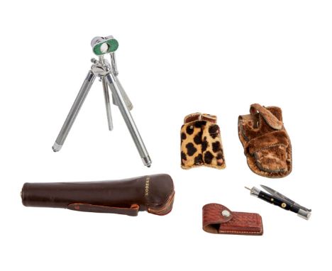 A Rizzuto Estileto Milano switchblade knife and Kinegon tripod, personally owned by Dennis Hopper. The button mechanism on th